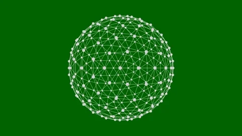White Wireframe Digital Globe Mesh on Green Screen Background Stock Footage 334428665
