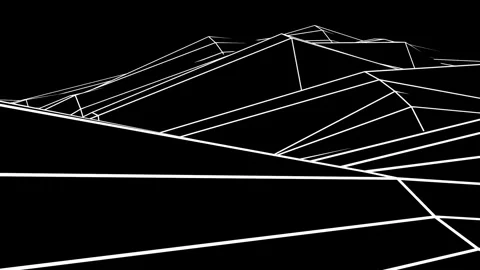 White wireframe landscape on black, digital tech grid background 4K Stock Footage 328713370
