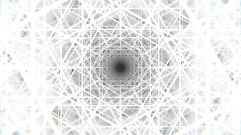 White Wireframe Neon Tunnel 4k Loop Animation Stock Footage