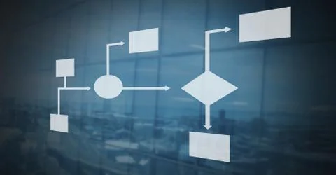 White wireframe over dark windows background Ilustración de archivo