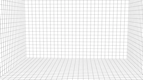 White wireframe room. Empty perspective box. Futuristic digital grid cube. Stock Footage 169360539