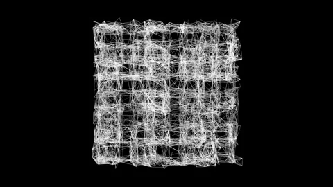 White Wireframe STOP Button Icon Reveal for Network System Controls Stock Footage 346882247