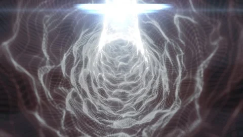 White wireframe vortex resembling a glowing digital flower, with soft flare.. Stock Footage 330416981