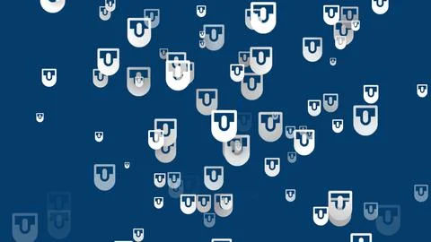 White wireless computer mouse icon on blue background. Gaming mouse. Computer 스톡 일러스트