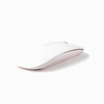 White wireless computer mouse. Isolated on a white background 스톡 사진
