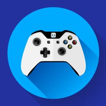 White wireless Game controller with long shadow Stock-Illustration