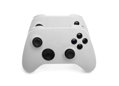 White wireless gamepad controller joystick isolated on a white. Foto stock