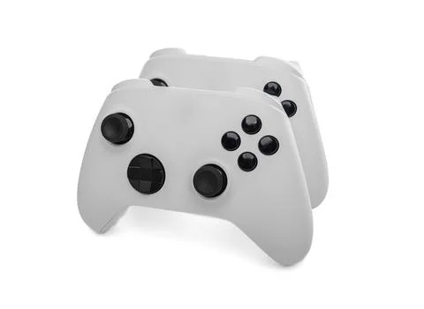 White wireless gamepad controller joystick isolated on a white. Stock Photos