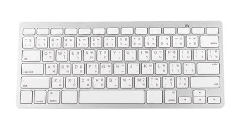 White wireless keyboard top view with keys Stock Photos