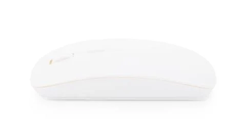 White wireless mouse on white background Stock Photos