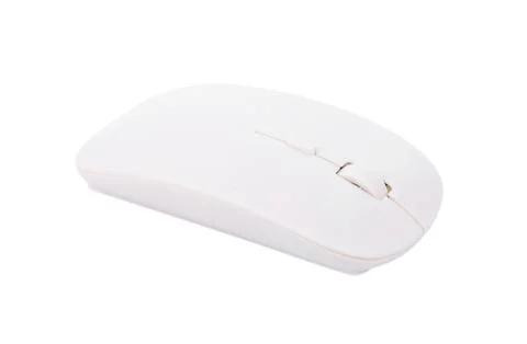 White wireless mouse on white background Stock Photos
