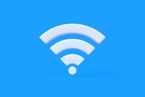 White wireless network symbol on blue background Stock Illustration