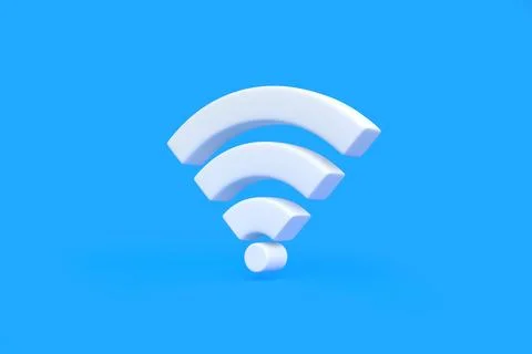 White wireless network symbol on blue background Stock Illustration