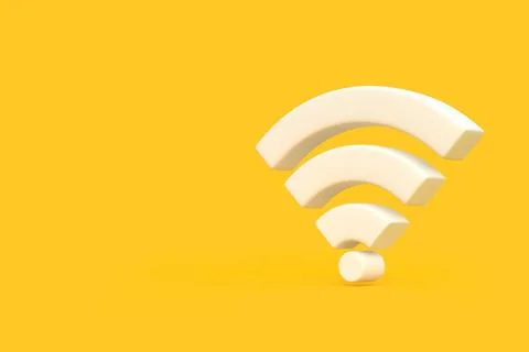 White wireless network symbol on yellow background Stock Illustration