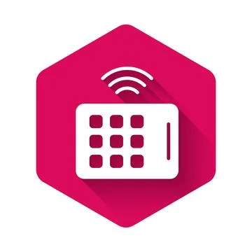 White Wireless tablet icon isolated with long shadow. Internet of things co.. Illustrazione stock
