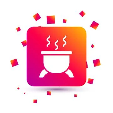 White Witch cauldron icon isolated on white background. Happy Halloween party Ilustração Stock
