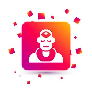 White Wizard warlock icon isolated on white background. Square color button Ilustração Stock