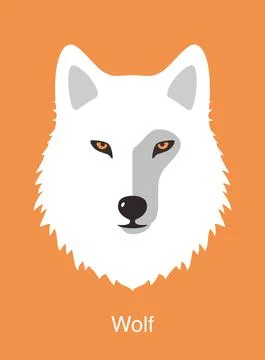 White wolf face flat icon design, vector illustration Illustrazione stock