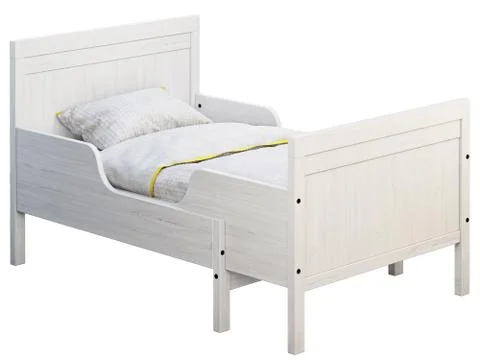 White wood pull-out children's bed. 3d render Stock Illustration