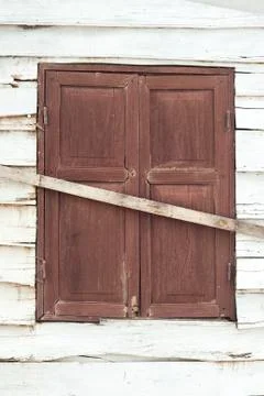 White wood of wall with  window frame Stock Illustration