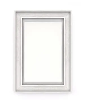 White Wooden Rectangular Frame with Empty Space to Add an Image. 3D Render Is Stock Photos