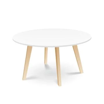 White Wooden Round Dining Table With Wooden Legs Stock Illustration