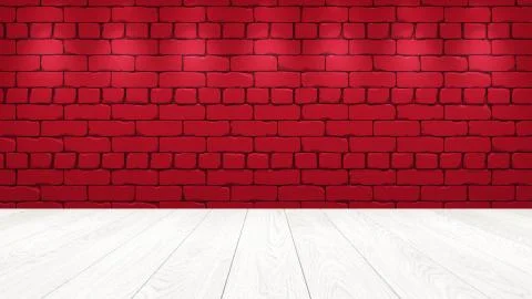 The white wooden table top in the background is a red old brick. Spotlight ef Illustrazione stock