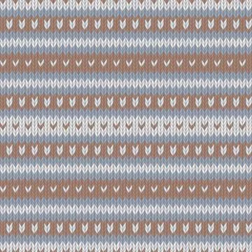 White wool knitted texture with blue and brown stripes seamless pattern Stock Illustration