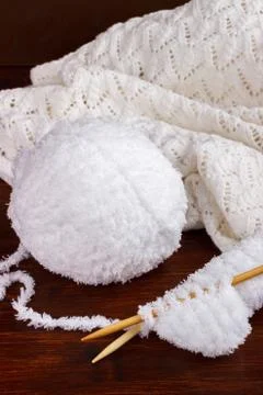 White wool yarn Stock Photos