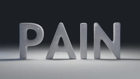 The white word PAIN explodes into small particles. 3D render animation. Stock Footage 254431397