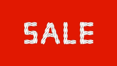 White word sale with moving elements on red background looped 3D animation Stock Footage 105216609