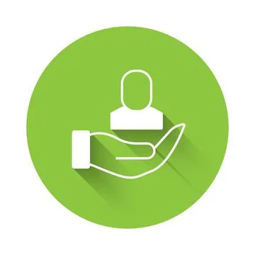 White Worker icon isolated with long shadow background. Business avatar symbol Illustrazione stock
