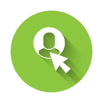 White Worker icon isolated with long shadow background. Business avatar symbol Illustrazione stock