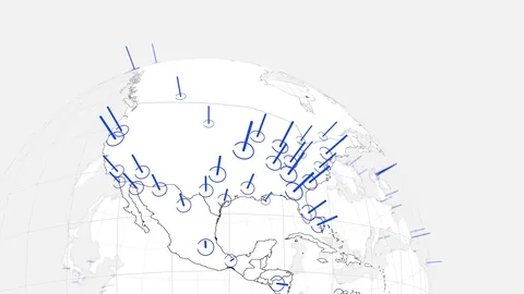 White world globe America map with blue graphic cities on bright background Stock Footage 87088791