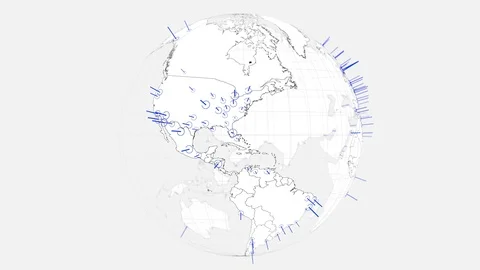White world globe Americas map with blue graphic cities on bright background Stock Footage 87088275
