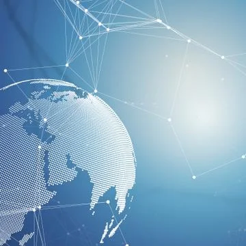 White world globe with chemistry pattern, connecting lines and dots. Molecule Stock Illustration