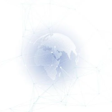 White world globe with chemistry pattern, connecting lines and dots. Molecule Stock Illustration