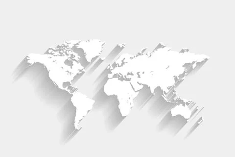 White world map on gray background, vector Stock Illustration