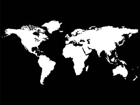 White world map isolated on black background white world map isolated on b... Fotos de archivo