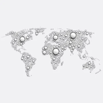 White world map made by balls, vector illustration Stock Illustration