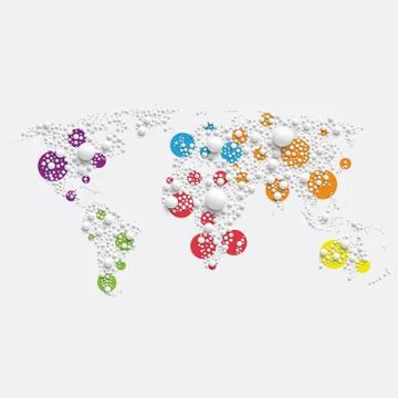 White world map made by balls, vector illustration Illustrazione stock