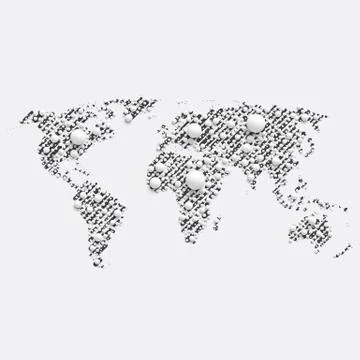 White world map made by balls, vector illustration Stock Illustration