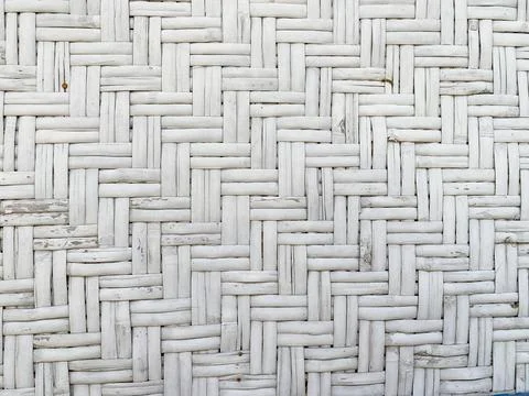 White woven bamboo texture background. Stock Photos