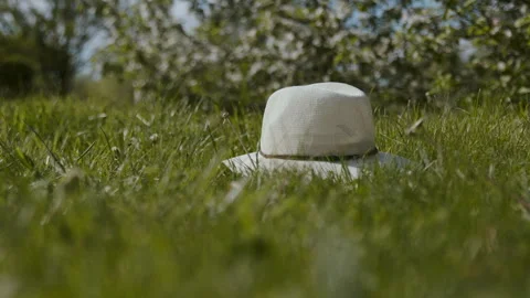 A white woven hat Video stock 261427333