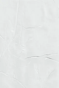 White Wrinkled Paper Texture Background with Creases and Folded Surface Stockfoto's