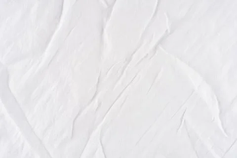 White Wrinkled Sheet Texture Background, Minimal Clean Cotton Bedding Linen.. Stock Photos