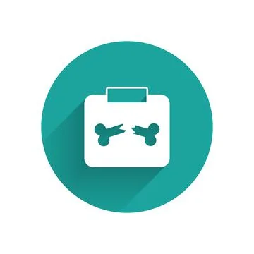 White X-ray shots with broken bone icon isolated with long shadow background Stock Illustration