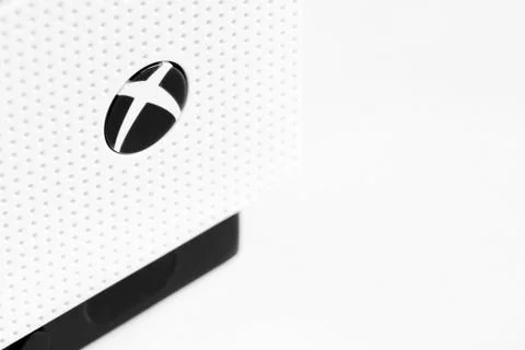 White xbox one console closeup macro view Stock Photos
