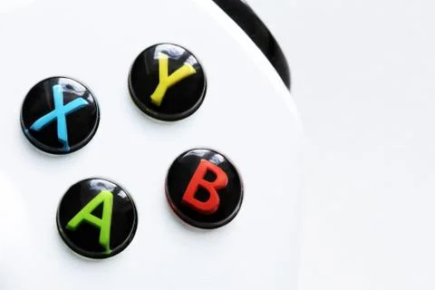 White xbox one controller closeup macro buttons joystick game pad Foto stock