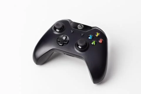 White Xbox One S Controller, Joystick isolated on a black background photo Fotos Stock